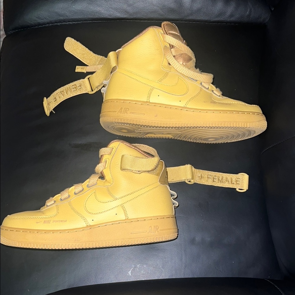 Nike Yellow High-Top Sneakers Premium Leather
